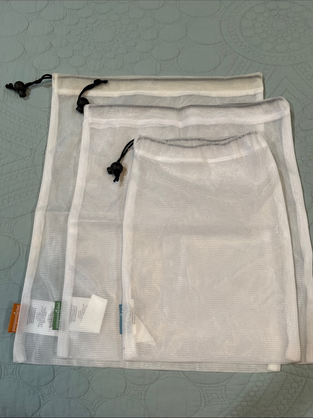 Pampered Chef White Mesh Reusable Produce Bags - Set of 3